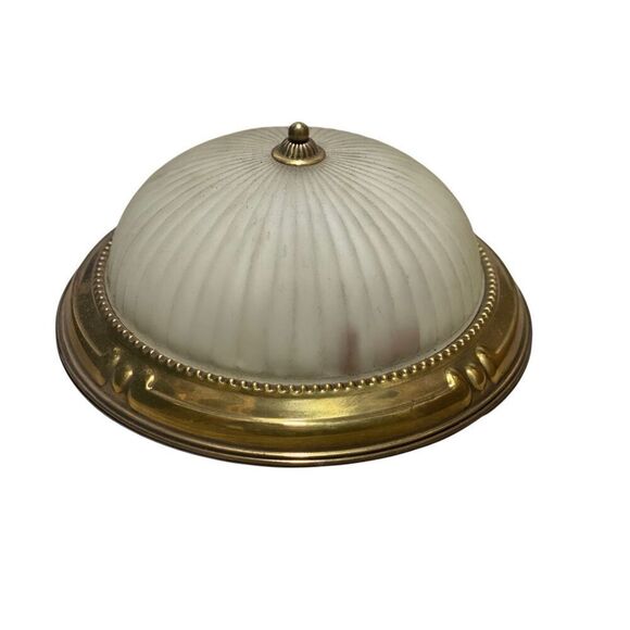 Antique Hollywood Regency Large Vintage Cast Gilt Finish Flush Mount Chandelier - Picture 1 of 5